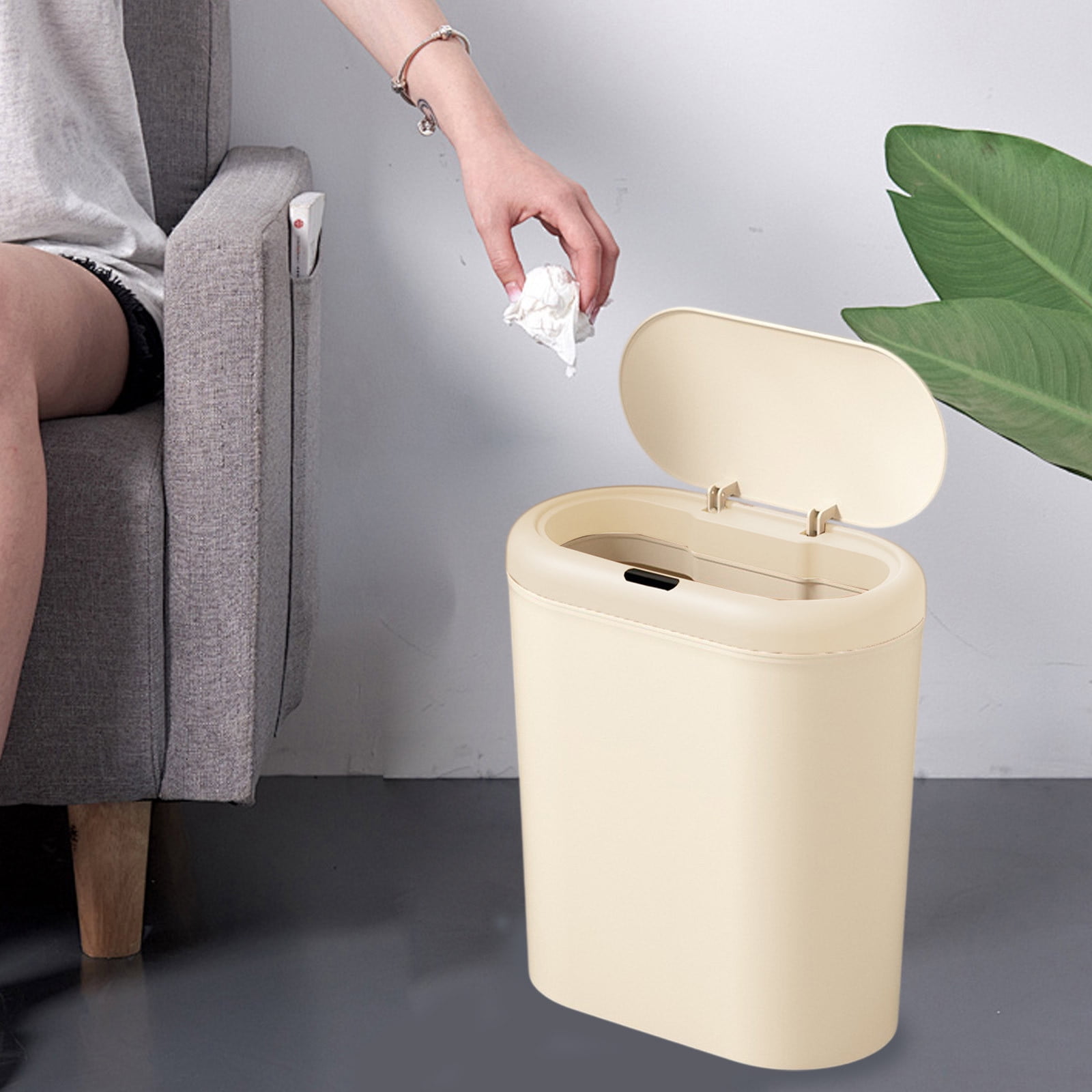 RBCKVXZ 12.5 Liter/3.3 Gallon Automatic Bathroom Trash Can, Touchless Motion Sensor Garbage Can ...