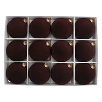 RBCKVXZ 12 Pcs Velvet Christmas Balls Ornaments 2.36 Inch Flocked Christmas Tree Hanging Balls Shatterproof Plastic Pandent for Xmas Tree Home Holiday Party Decor(Coffee)