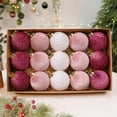 thumbnail image 1 of RBCKVXZ 15 Pcs Red Velvet Christmas Ornament Balls Set, Shatterproof Christmas Bulds Pandent for Xmas Tree Hanging Decorations, Christmas Gift, 3.15 Inch, 1 of 7