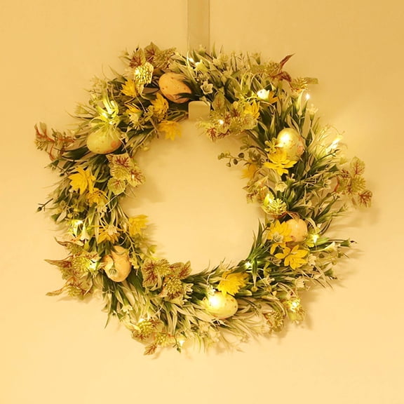 RBCKVXZ 16 Inch Luminous Easter Wreath Artificial Easter Egg Wreath Spring Door Wreath with Mixed Twigs and Flowers Easter Decorations for Indoor and Outdoor Home Decor