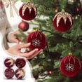 thumbnail image 1 of RBCKVXZ 16 Pcs Velvet Christmas Balls Ornaments Set 2.36 Inch Flocked Christmas Tree Hanging Balls Shatterproof Plastic Pandent for Xmas Tree Home Holiday Party Decor(Wine), 1 of 6