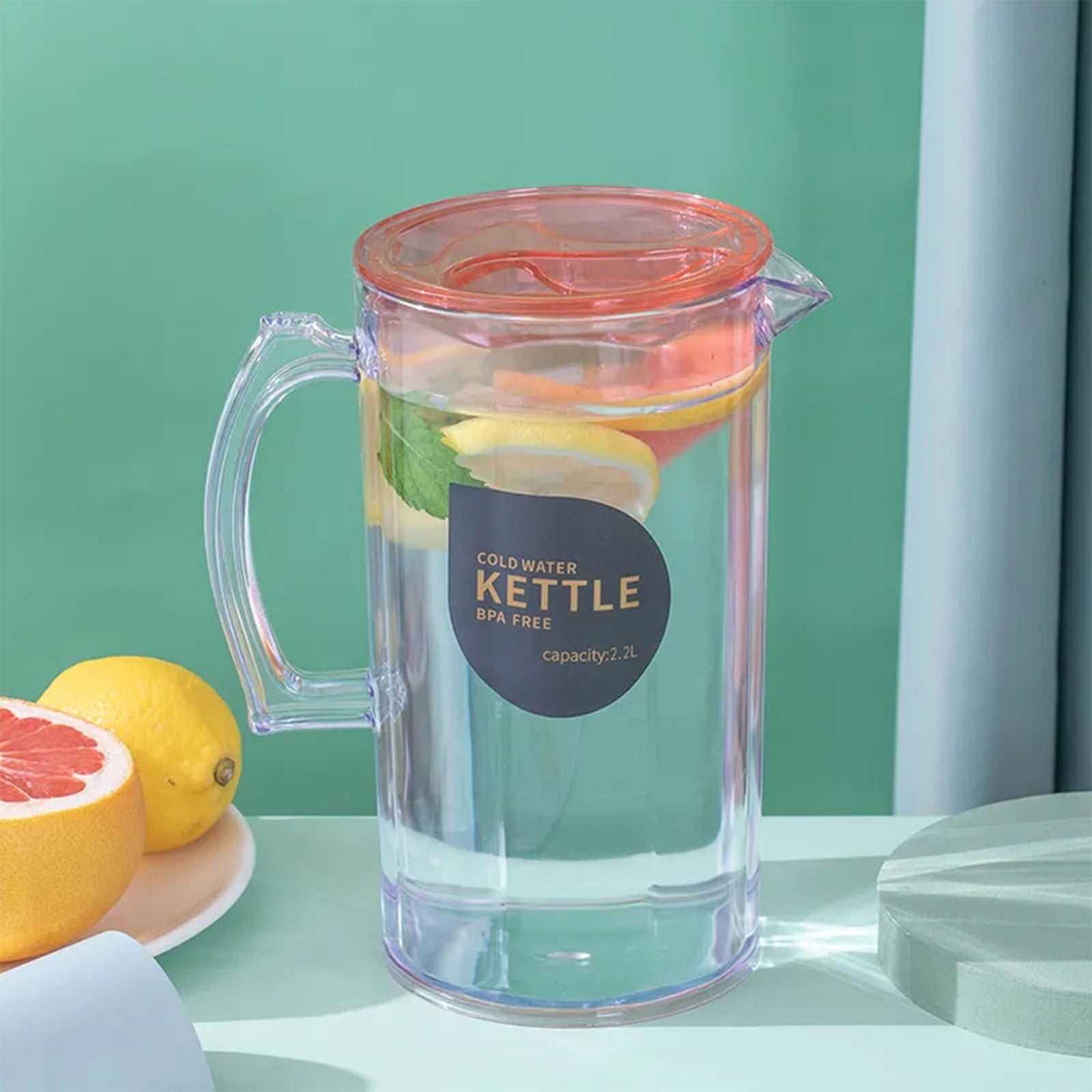Rbckvxz 2.2L Cold Water Kettle Household Tea Kettle Water Bottle Refrigerator Cold Kettle Fruit Teapot Lemonade Drink Containers for Kitchen Home