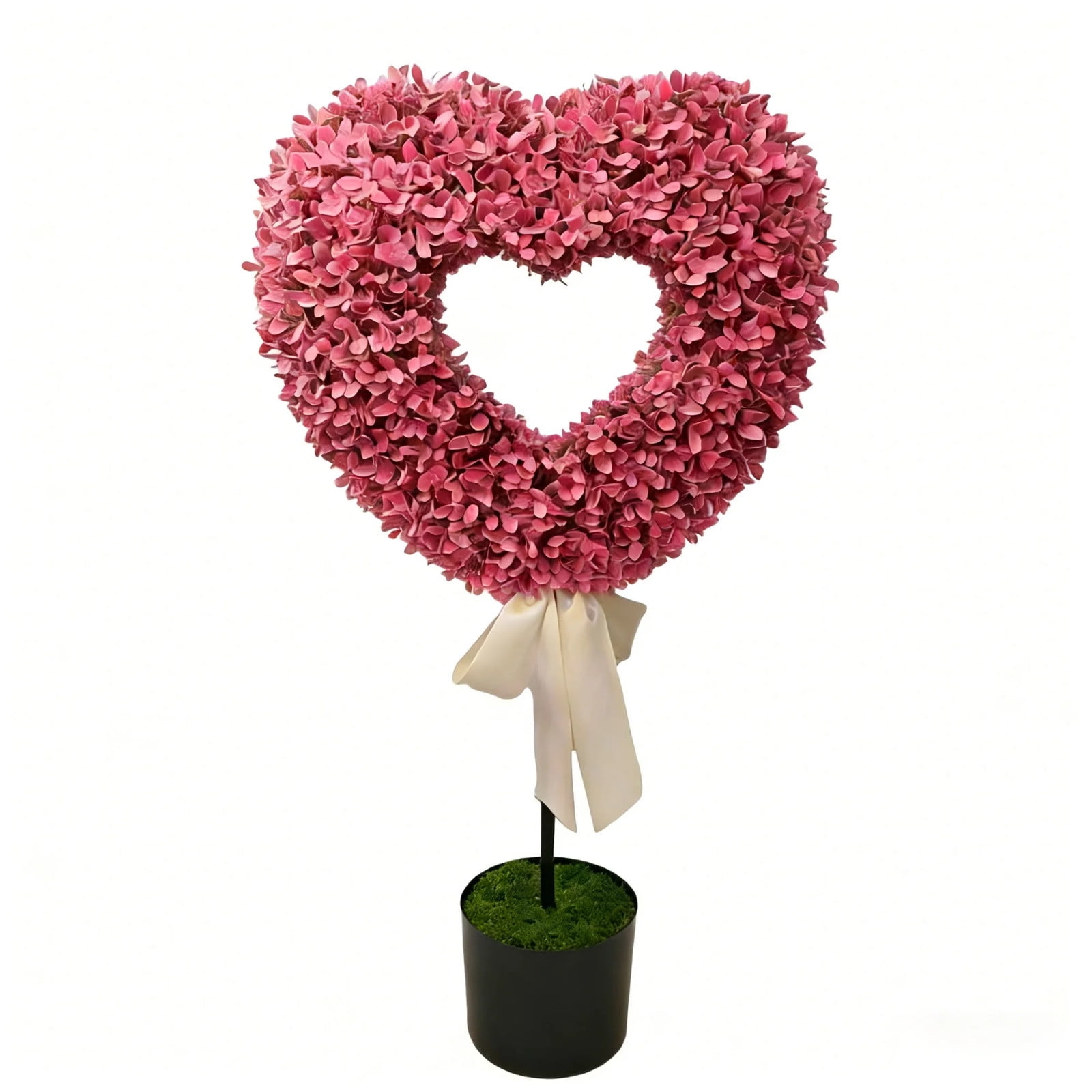 RBCKVXZ 2.5 Ft Heart Topiary Outdoor - Valentine's Day Heart Shaped Topiary Trees with Satin Bow Artificial Decorations Ball Planter Pots for Indoor Outdoor Porch Home