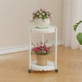 thumbnail image 1 of RBCKVXZ 2-Tier Plant Stand For Outdoor Indoor Metal Flower Stand with Wheels Plant Shelf Pot Holder Plants Corner Display Rack for Balcony Garden Patio(White), 1 of 6