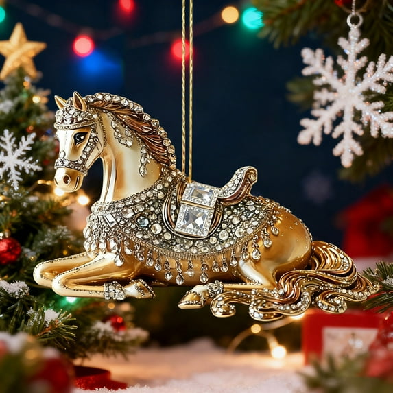 RBCKVXZ 2025 Horse Christmas Ornament - Metal Rhinestone Horse Decor, Horse Gifts for Women, Girls & Horse Lovers (Christmas Tree Ornament)