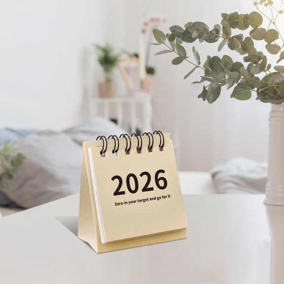 RBCKVXZ 2026 Mini Small Desk Calendar Unprinted Wind Calendar Punch Card Countdown Planner Desktop Small Ornaments (White)