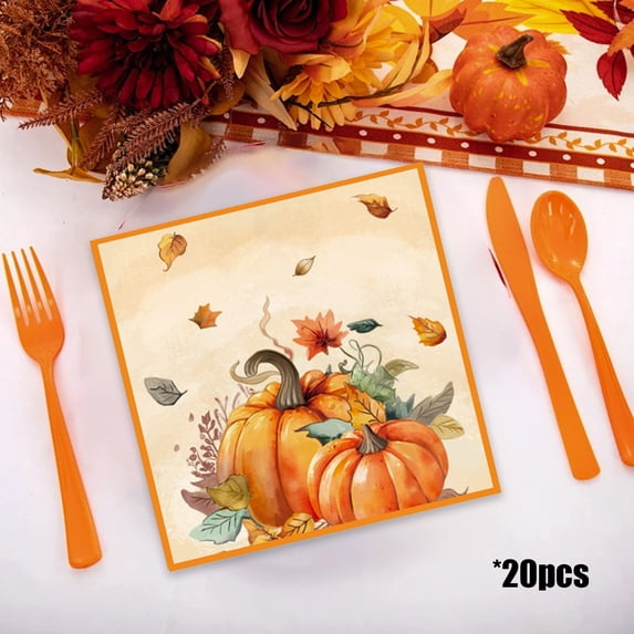 RBCKVXZ 20pcs Thanksgiving Fall Pumpkin Paper Plates Fall Party Supplies Pumpkin Maple Disposable Plates Autumns Plates For Fall Decor Thanksgiving Party Supplies