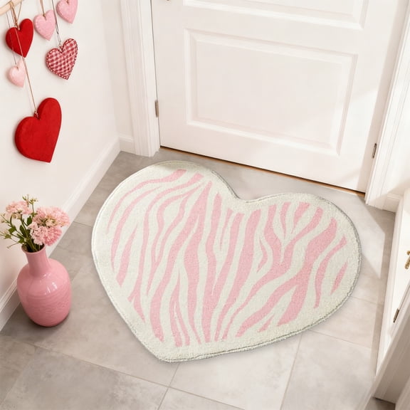 RBCKVXZ 23.6" x 23.6" Valentine's Day Floral Decorative Bath Mat - Diatom Mud Bathroom Rug with Non-Slip Rubber Backing & High Absorbency