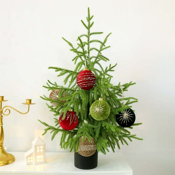 RBCKVXZ 24Inch Mini Christmas Cedar Tree Small Tabletop Xmas Decor - Desktop Artificial Christmas Tree for Indoor Bedroom Office Kitchen Decoration (No Light)