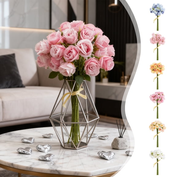 RBCKVXZ 27 Head Crushed Blue Persian Rose Bouquet - Realistic Faux Flower Arrangement, Valentine's Day Gift for Wedding/DIY Home Decor