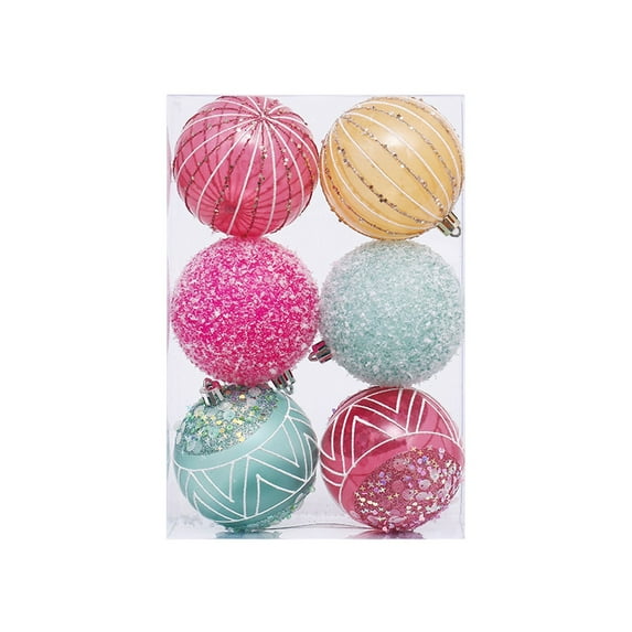 RBCKVXZ 3.1"/78mm Christmas Balls Ornaments Set, 6 Pcs Shatterproof Christmas Tree Balls Hanging Decoration, Muti-Color Sequi Xmas Ball Ornaments with Loop for Holiday Party Bulbs