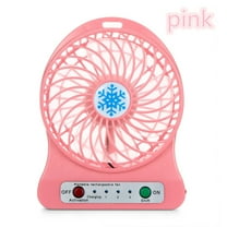 RBCKVXZ 3 Speeds Mini Desk Fan, Rechargeable Battery Operated Fan with LED Light, Portable USB Fan Quiet for Home, Office, Travel, Camping, Outdoor, Indoor Fan, 4-Inch, Pink