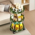thumbnail image 1 of RBCKVXZ 3-Tier Rolling Storage Cart with Wheels, Multi-purpose Small Round Plastic Movable Utility Organizer - Suitable for Living Room, Bathroom, Kitchen, and Makeup, 11.8" W x 22.4" H, Green, 1 of 1