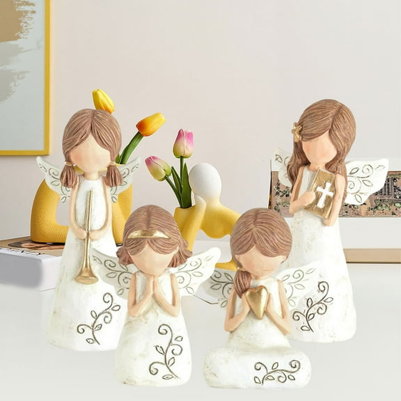 RBCKVXZ 4-Inch Resin Angel Figurines – Small Decorative Statues for Christmas, Memorial, Spiritual Gifts for Women, Shelf or Table Display