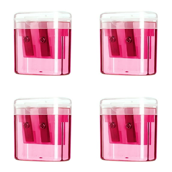 RBCKVXZ 4 Pcs Duable Hole Pencil Sharpeners, Two Size Hole Manual Color Pencil Sharpener with Lid, for Class Office Supplies (Pink)