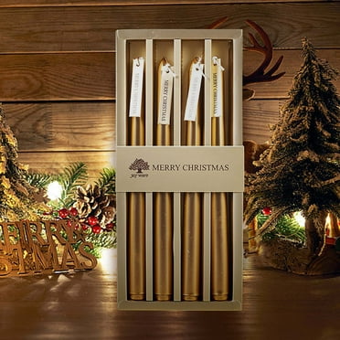 RBCKVXZ 4 Pcs Tapered Candles Long Pole, Tall Candle Sticks, Aromatherapy Candle, Scented Retro Colored Candles for Home, Kitchen, Birthday, or Wedding Decorations (Gold)