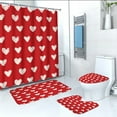 thumbnail image 1 of RBCKVXZ 4 Pcs Valentine's Day Shower Curtain Set with Non-Slip Rug, Toilet Lid Cover and Bath Mat, Romantic Sweetheart Shower Curtain Set Waterproof for Valentines Gift Set, 1 of 9
