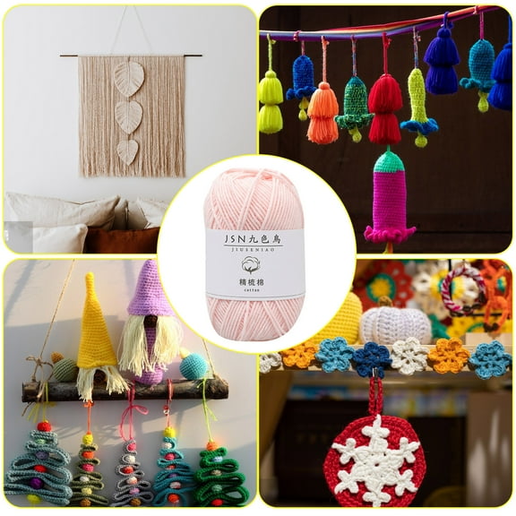 RBCKVXZ 4 Strands Of Combed Milk Cotton Thread - Color 04 - Pink - 50 gm Wool Ball - For Making Balls, Bags, Sweaters, Shoes, Hats, Dolls, Table Mats, Scarves