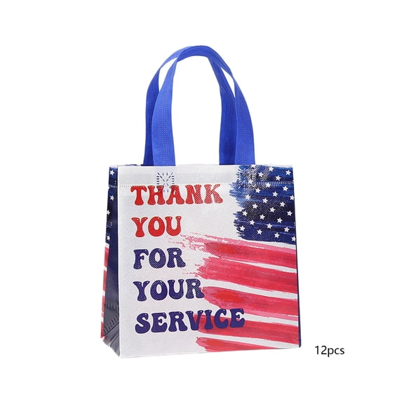 RBCKVXZ 4th of July Patriotic Mini Tote Bag | 8x8 Inch Non-Woven Waterproof Shopping Bag, Lightweight Foldable American Flag Reusable Grocery Pouch for Independence Day