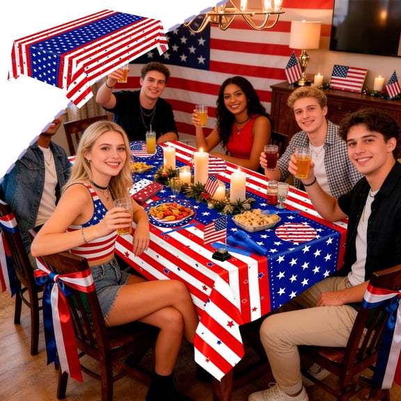 RBCKVXZ 4th of July Decorations, Americans Flag-themed Tablecloth For Independence Day Party Decoration Disposable Tablecloth