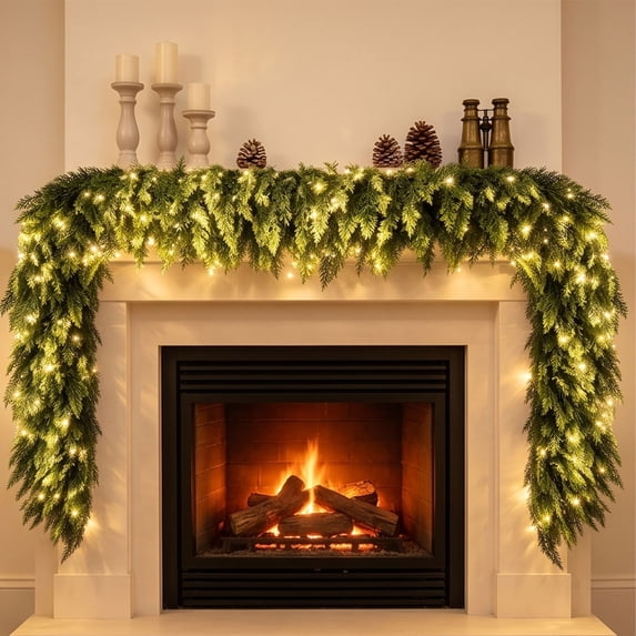 RBCKVXZ 5.9 FT Christmas Norfolk Pine Garland Real Touch for Mantle Decor Artificial Realistic Thick Greenery Garland for Table Staircase Fireplace Porch Window Indoor Outdoor Xmas Decoration