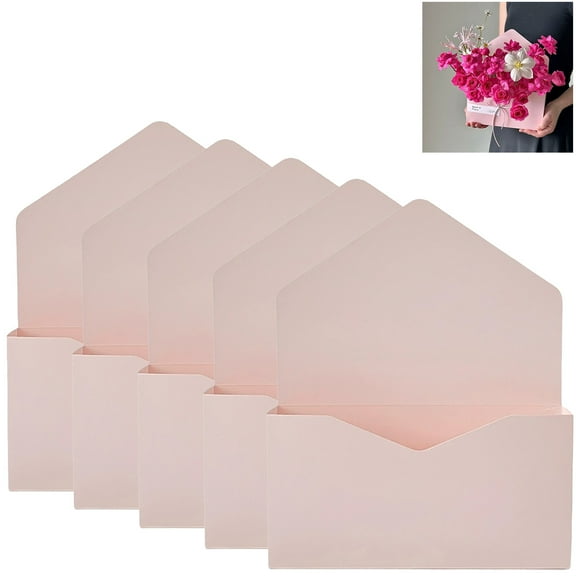 RBCKVXZ 5 Packs Florist Bouquet Envelope Box, 9 Inch Long Flower Bouquet Package Gift Folding Paper Boxes for Wedding, Party, Birthday, Mother's Day, Pink