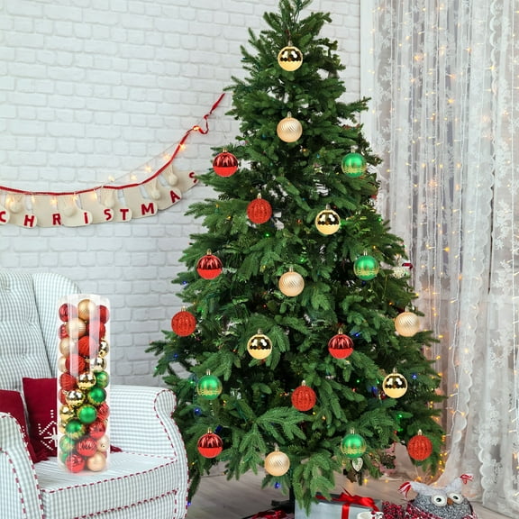 RBCKVXZ 50 Pieces Christmas Balls Ornament 2.4"/60mm Plastic Painted Balls Christmas Tree Haning Pandent for Xmas Trees, Wedding Party, Holiday