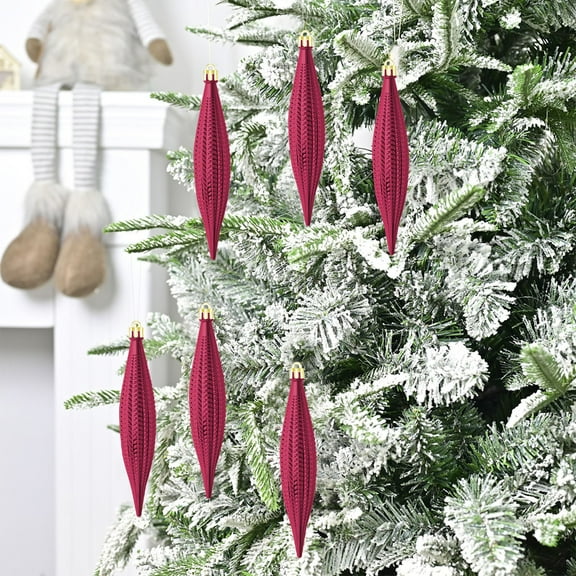 RBCKVXZ 6 Pcs Christmas Electroplating Balls Ornament Set (6.3") Droplet Baubles Matte & Glitter Shatterproof Hanging Balls Decorations for Xmas Tree Holiday Party and Home Decor