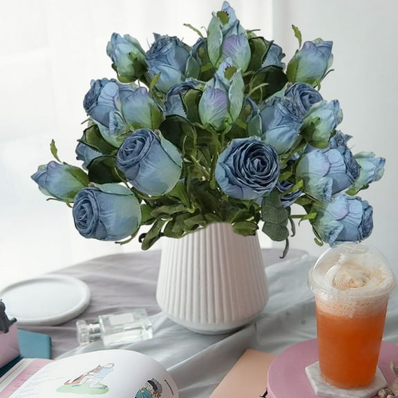 RBCKVXZ 6-Stems 14.5" Silk Artificial Rose Bouquet - Fresh Style Fake Flower Arrangement | Wedding Home Decor & Photography Props