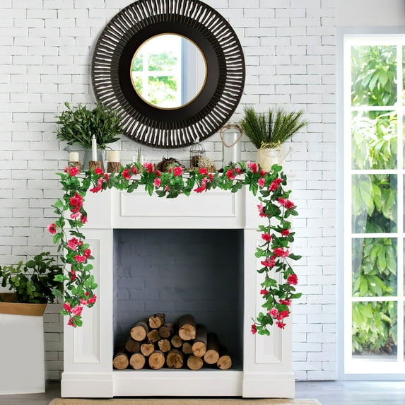 RBCKVXZ 7.5 Ft Christmas Wisteria Garland for Mantle, 1PCS Realistic Christmas Vines Garland with Flowers, Artificial Real Touch Soft Cedar Garlands for Winter Indoor Outdoor Xmas Decoration