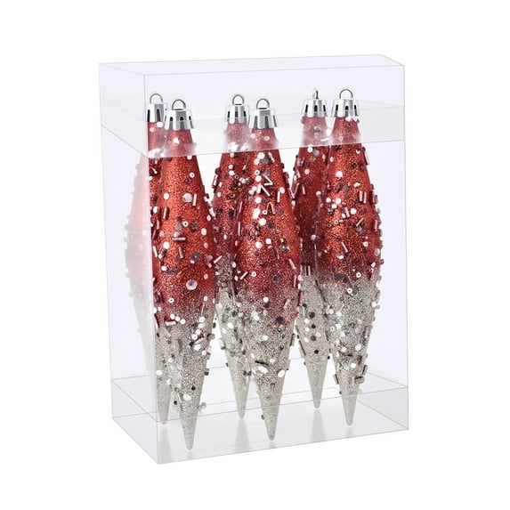 RBCKVXZ 7" Glitter Painting Irregular Christmas Ornament Balls Set, 6 Pack Shatterproof Christmas Tree Decorations for Indoor Holiday Decor