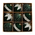 thumbnail image 1 of RBCKVXZ 9 PCS Velvet Christmas Balls Ornaments Set, Shatterproof Flocked Christmas Tree Hanging Decorations, for Holiday Birthday Wedding Xmas Party Decor - Army Green, 80mm/3.15 In, 1 of 6