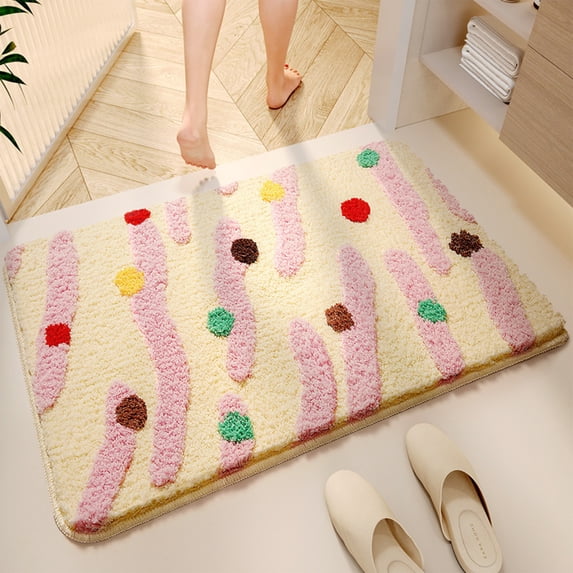 RBCKVXZ 90x60cm/35.43x23.62inches Cute Motifs Carpet Living Room Bedroom Bedside Rug Bathroom Non Slip Floor Mat Imitation Sheep Velvet Carpet