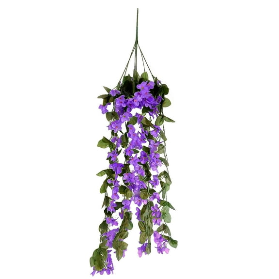RBCKVXZ Artificial Fake Hanging Flowers Plants Basket for Spring Outdoor Outside Decoration, Faux Plastic Fabric Wisteria Fake Silk Orchid for Garden Porch Patio Balcony Yard Decor(Blue,2.7FT)