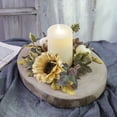 thumbnail image 1 of RBCKVXZ Artificial Flower Candle Rings Wreath, 10" Small Sunflowers and Pumpkins Wreath for Candles & Candleholders, Autumns Maple Centerpieces for Home Table, Thanksgiving Halloween Decorations, 1 of 6
