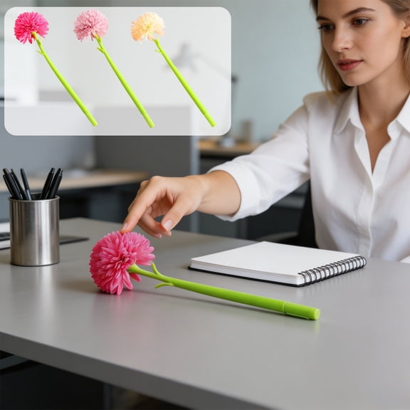 RBCKVXZ【Artificial Flower Pen】 Bendable Chrysanthemum Ballpoint Pen, Wobble Desk Decoration, Fun Creative Stationery Gift