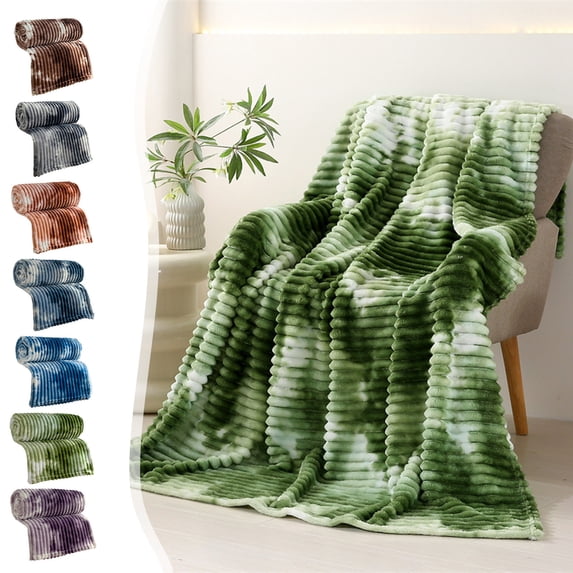 RBCKVXZ Blue Velvet Throw Blanket for Couch, Cozy Lightweight Fleece Blankets with Decorative Wave Textured for Sofa or Bed, Blue, 27x39 Inches