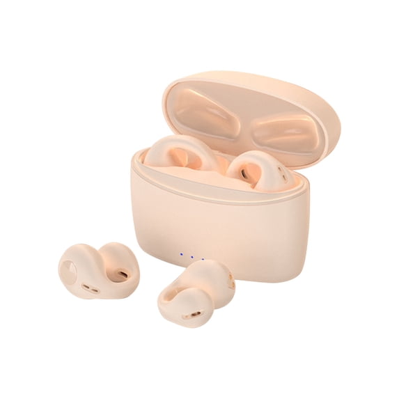 RBCKVXZ Bluetooth 5.3 Earclip Non In Ear Intelligent Noise Reduction High Sound Quality Long Range Wireless Earphones Birthday Gifts, Beige