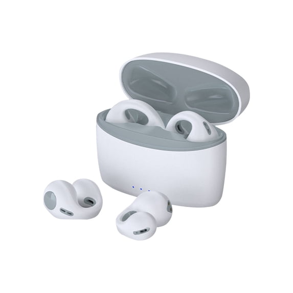RBCKVXZ Bluetooth 5.3 Earclip Non In Ear Intelligent Noise Reduction High Sound Quality Long Range Wireless Earphones Birthday Gifts, White