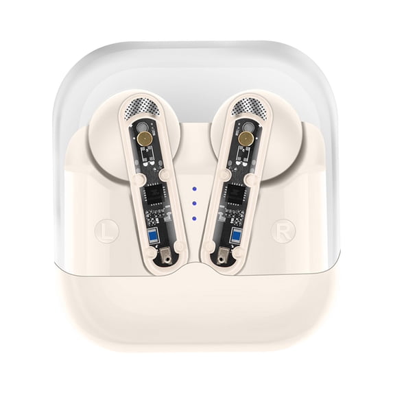 RBCKVXZ Bluetooth 5.3 Wireless Earbuds with Wireless Charging Case High Stereo Headphones In Ear Built In Mic Headset Premium Sound with Bass for Sport Birthday Gifts, White