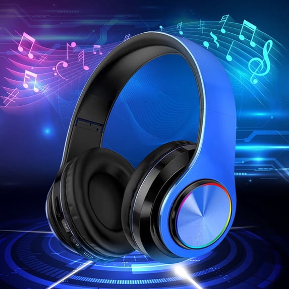 RBCKVXZ Bluetooth Headphone with Cool RGB Light, Foldable Lightweight Wireless Over Ear Headphone, HiFi Stereo Audio for Travel, Cellphone Laptop PC