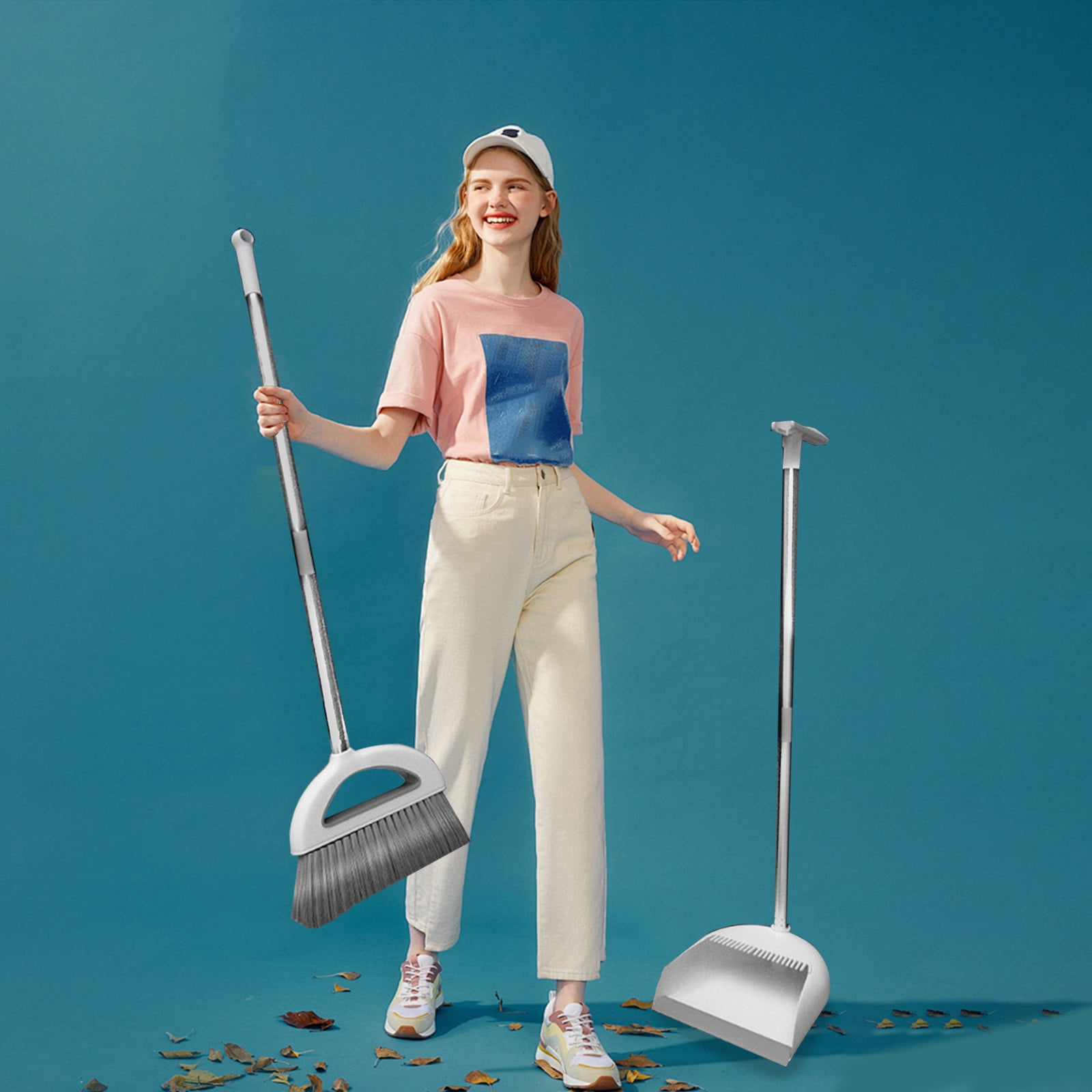 RBCKVXZ Broom and Dustpan Set with Long Handle, Light Weight
