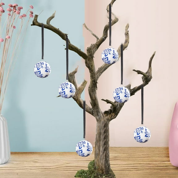 RBCKVXZ Ceramics Christmas Balls Ornaments, 1.97"/50mm Blue And White Christmas Pandent for Christmas Tree, Christmas Gift for Xmas Holiday