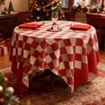thumbnail image 1 of RBCKVXZ Check Christmas Round Tablecloth Christmas Plaid Table Cover for Christmas Party Wedding Table Decoration (Round - 47 Inch, Red), 1 of 6