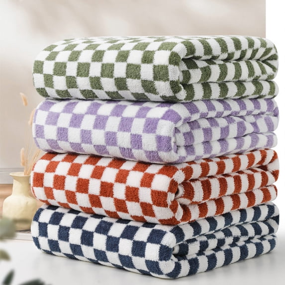 RBCKVXZ Checkered Bath Towels Check Plaid Soft Absorbent Bathroom Towel Thickening Big Bath Towel For Home Use (29"x14")