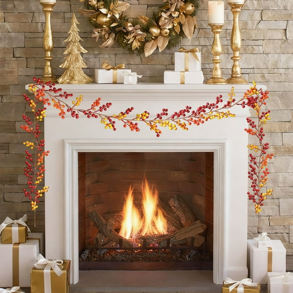 RBCKVXZ Christmas Berry Garland, 5.9 FT Flexible Artificial Christmas Holly Berry Vine, Winter Berry Garland for Mantle Xmas Tree Window Door Hanging Indoor Outdoor Holiday Decoration