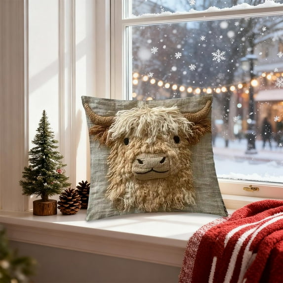 RBCKVXZ Christmas Decorations Pillow Cover (18x18 Inch) Short Lint Cute Embroidery Decorative Throw Pillowcase For Sofa Bedroom Living Room Christmas Gift