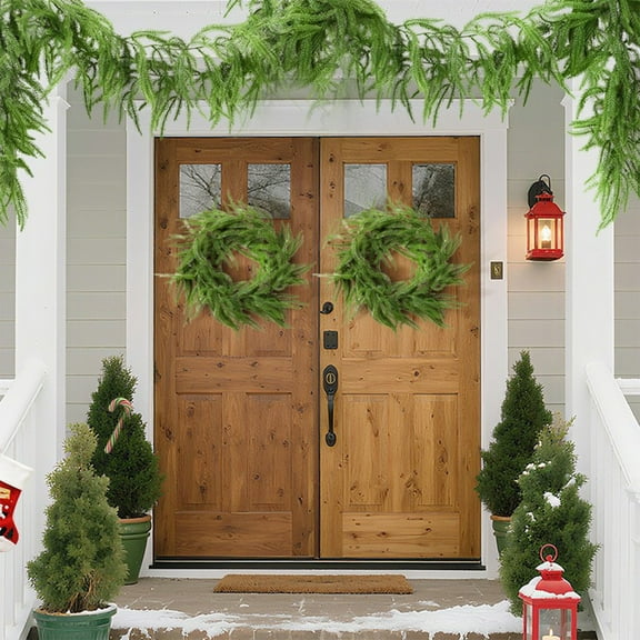 RBCKVXZ Christmas Norfolk Pine Garland, 9 FT Real Touch Garlands Ornament, Artificial Greenery Garlands for Mantle, Table, Fireplace, Indoor, Outdoor Winter Xmas Decoration, Holiday Decor