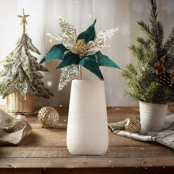 RBCKVXZ Christmas Product Simulated Handmade Christmas Flower Glitter Sequins 30cm Green Velvet Christmas Flower Christmas Decorations