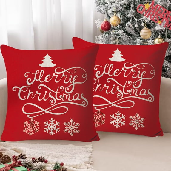 RBCKVXZ Christmas Throw Pillow Covers 18 x 18 Inch Holiday Decorations Winter Decorative Cotton Linen Fabric Pillowcase for Christmas Home Sofa Couch Decor